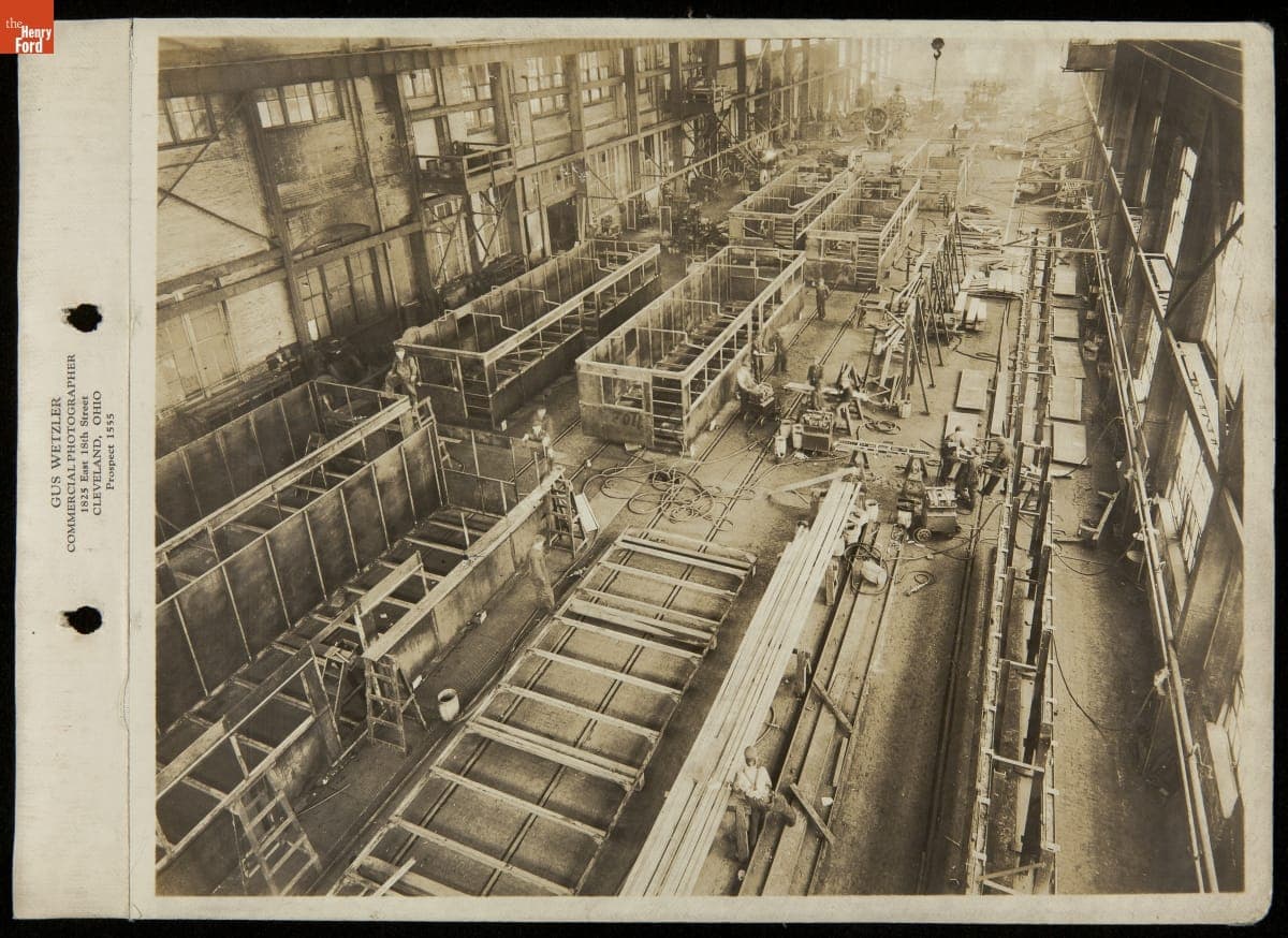 Construction of Brill Dining Cars inside the Wason Manufacturing Company Factory, 1927-1929