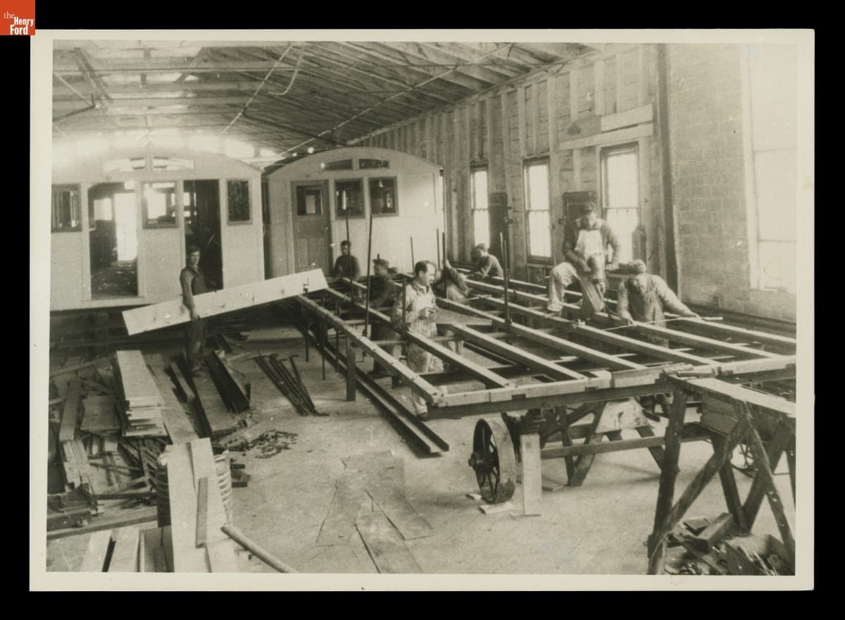 At the Tierney Dining Car Plant, Laying the Framework for a Dining Car, circa 1925