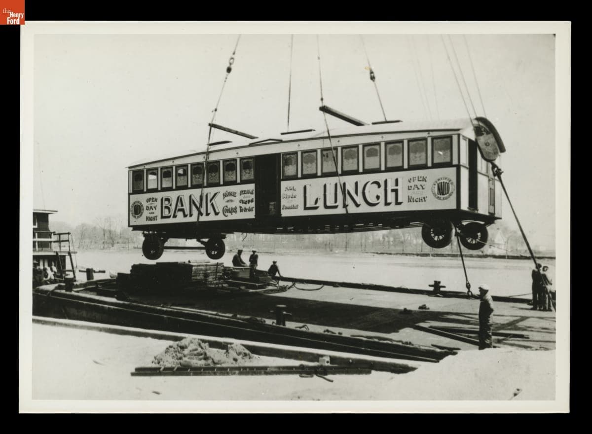 Delivering a Tierney Dining Car by Boat, circa 1925