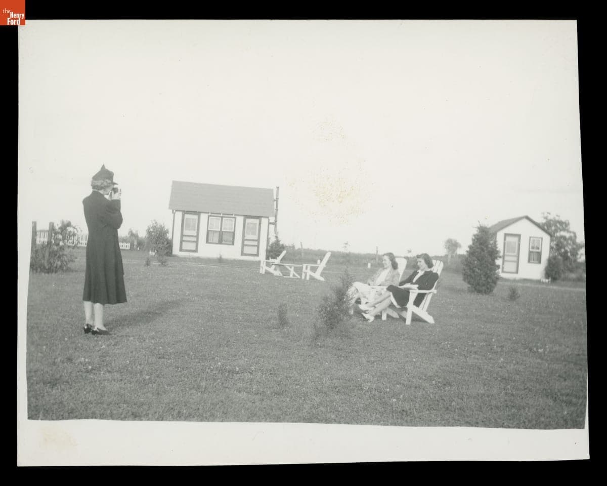 Women Vacationing at Lore Mac Cabins Motel Tourist Cabins, Brooklyn, Michigan, circa 1945
