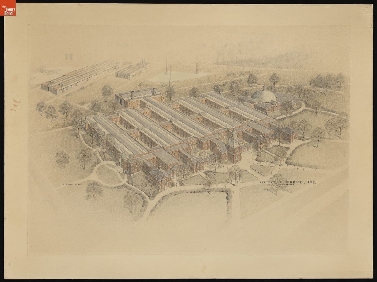 Architectural Concept Drawing of Henry Ford Museum, circa 1927