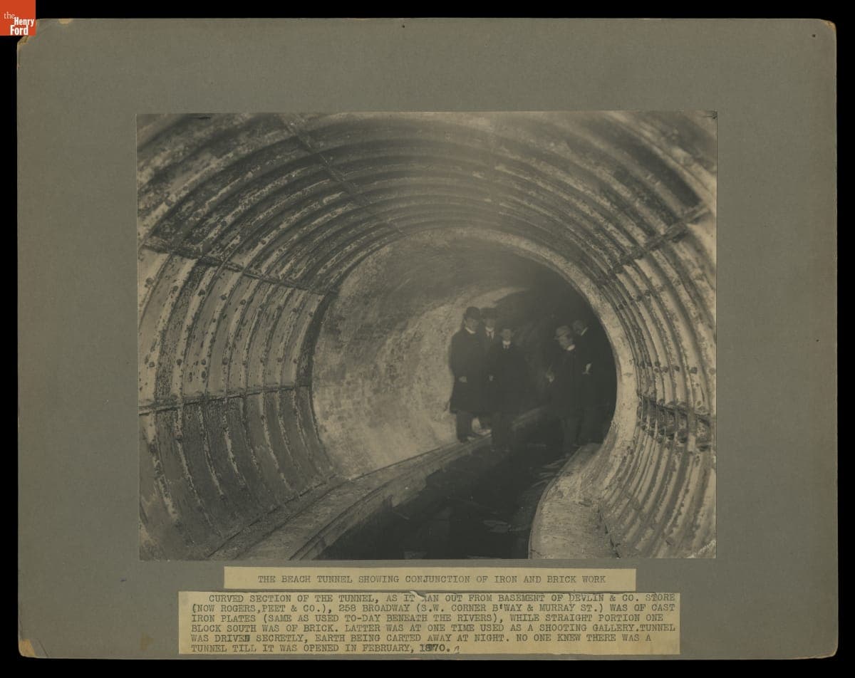 The 1870 Beach Pneumatic Transit Tunnel Showing the Conjunction of Iron and Brick Work, 1899