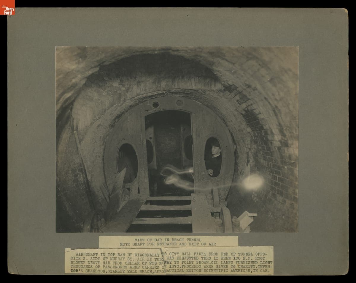 The Beach Pneumatic Transit Tunnel Showing Stanley Yale Beach in Passenger Car, 1899