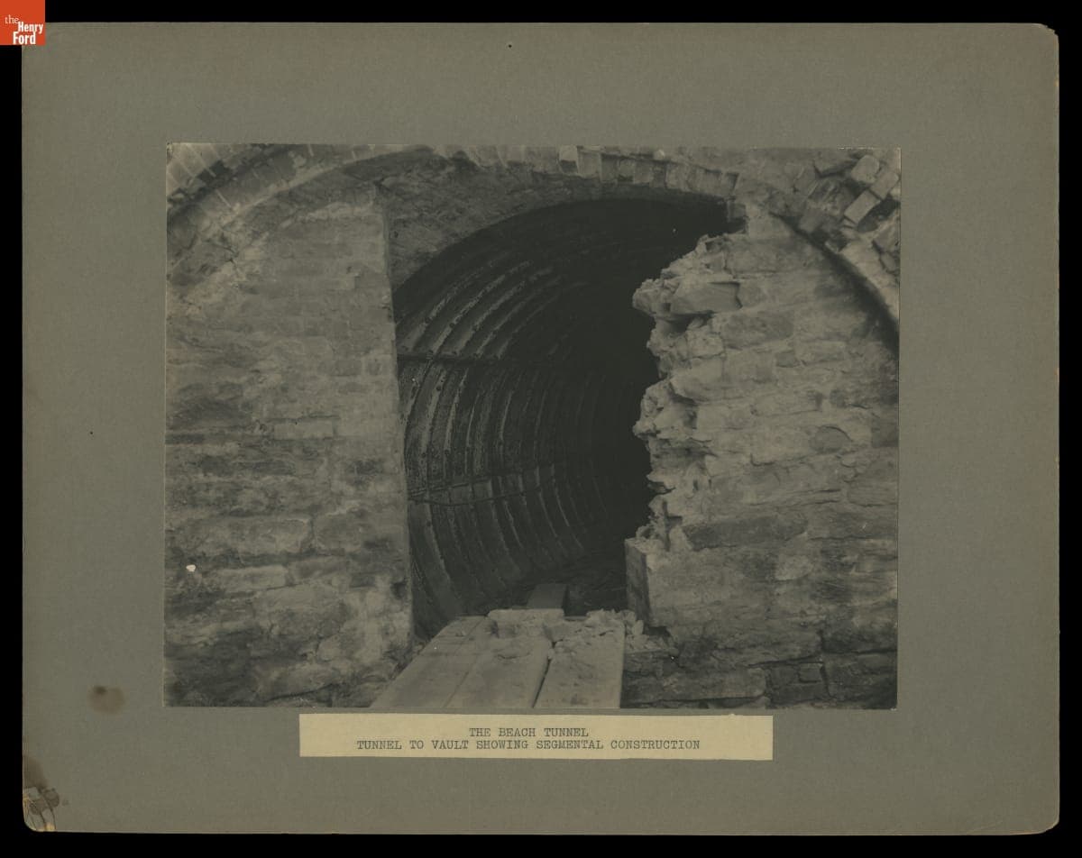 The 1870 Beach Pneumatic Transit Tunnel Showing Segmental Construction, 1899