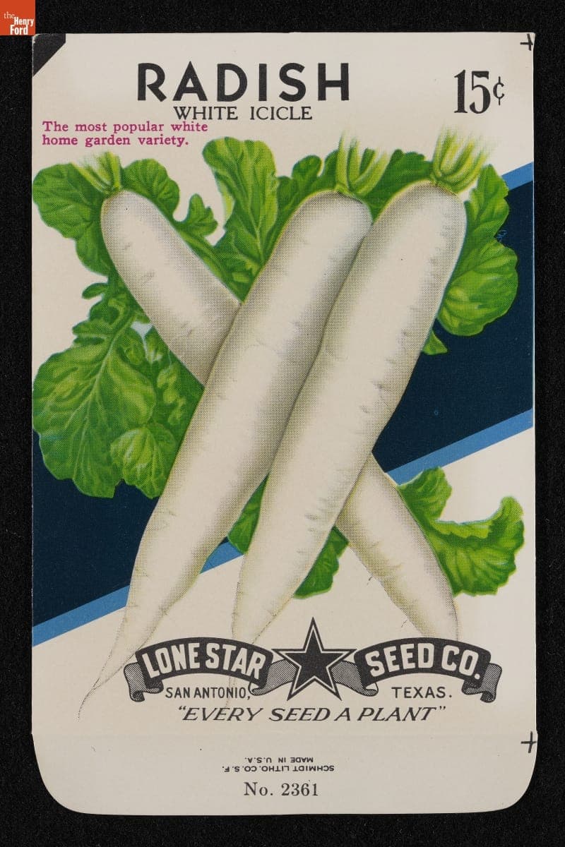 Lone Star Seed Co. "Radish: White Icicle" Seed Packet, 1972