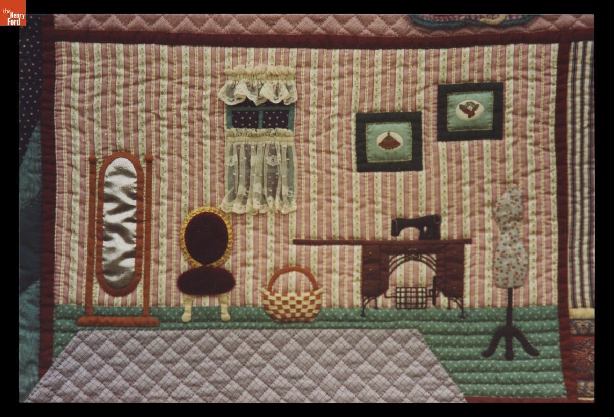 Detail of "Cathy Celebrates Christmas: A Victorian Dollhouse" Quilt, 1991