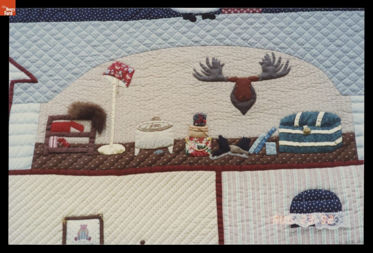 Detail of "Cathy Celebrates Christmas: A Victorian Dollhouse Quilt," circa 1991