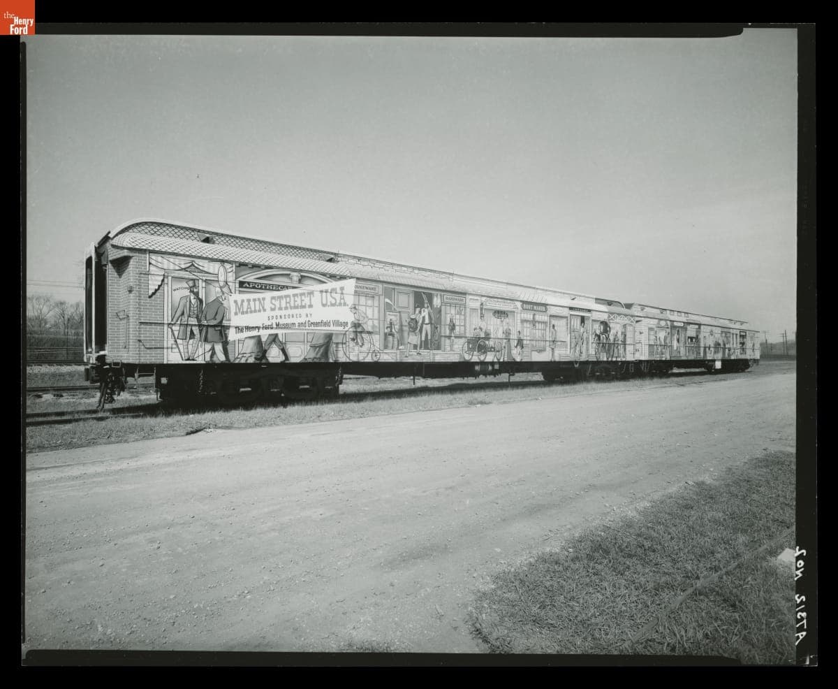 Railroad Cars Housing the "Main Street U.S.A." Traveling Exhibit, April 1960