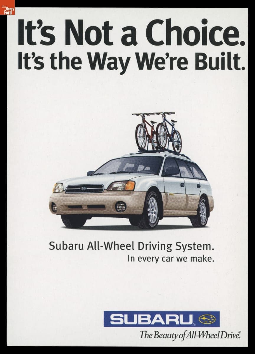 Subaru Marketing Postcard, "It's Not a Choice. It's the Way We're Built, circa 2002