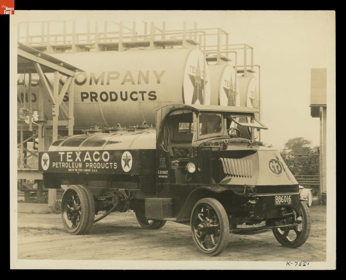 Mack Model AC Tank Truck Carrying Texaco Petroleum Products, 1925