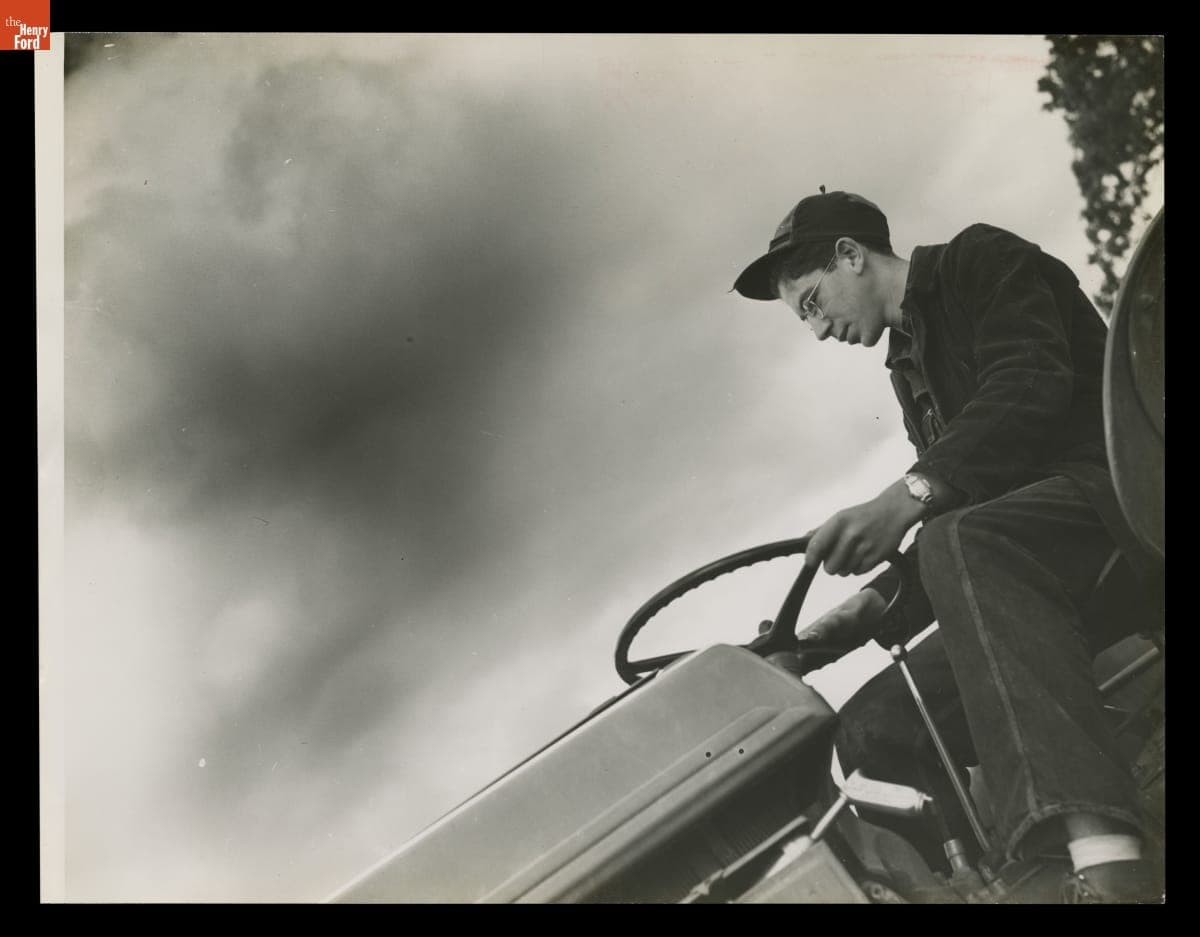 Max Camburn from Macon (Michigan) High School Driving a Ford 9N Tractor, September 1943