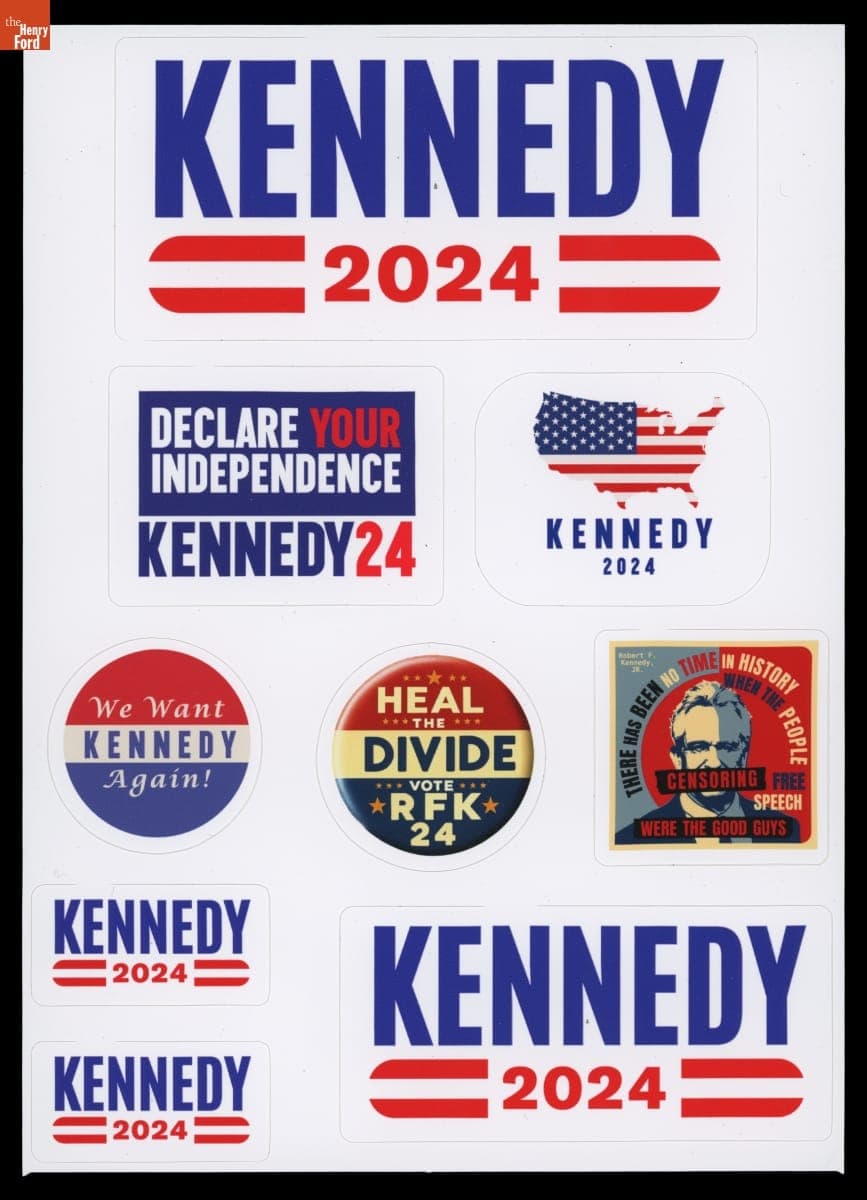 Assorted Stickers Supporting Robert F. Kennedy, Jr.'s Presidential Campaign, 2024