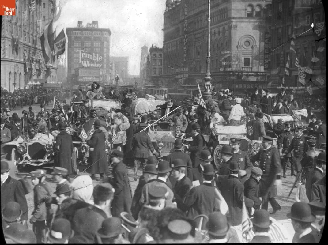 Before the Start of New York to Paris Race, Times Square, New York, 1908