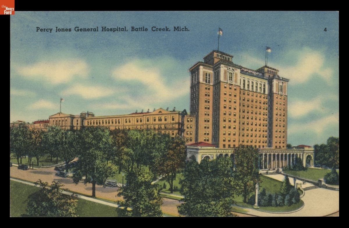 Percy Jones General Hospital Postcard, Sent Home from Fort Custer Military Training Base, August 12, 1944