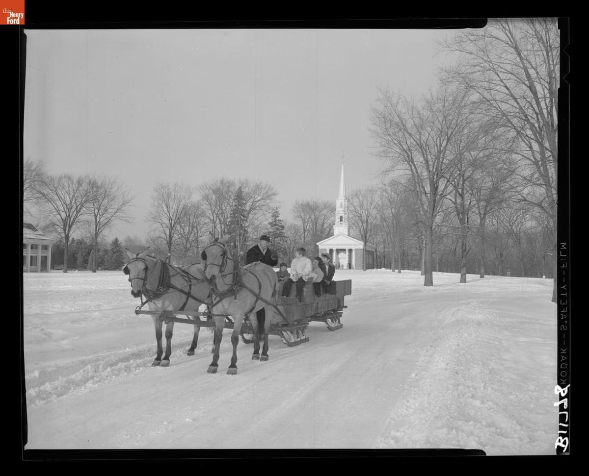 Sleigh Ride near Martha-Mary Chapel in Greenfield Village, 1956