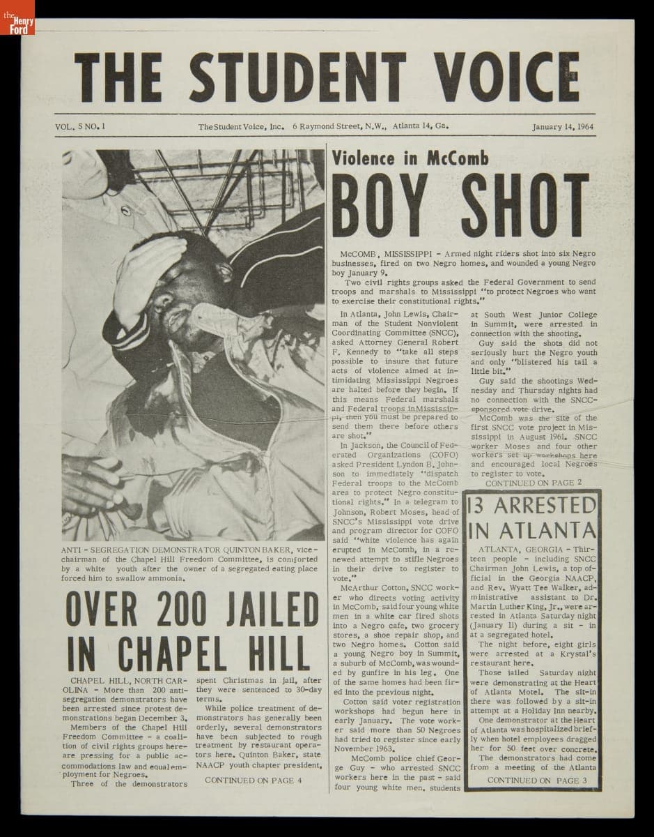 "The Student Voice," Vol. 5, No. 1, January 14, 1964