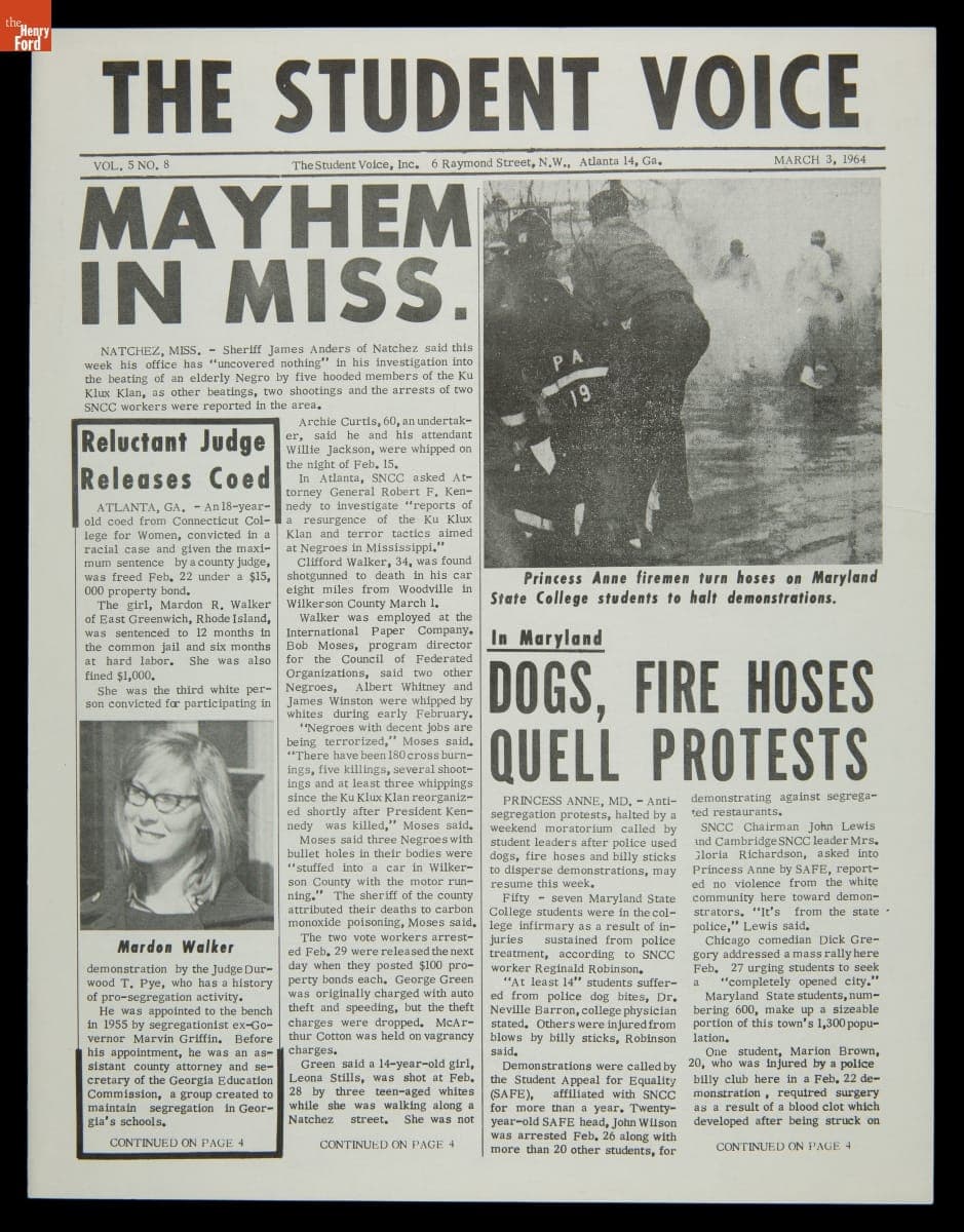 "The Student Voice," Vol. 5, No. 8, March 3, 1964