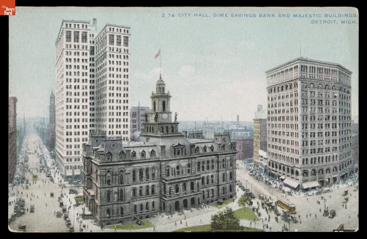 City Hall, Dime Savings Bank, and Majestic Building, Detroit, Michigan