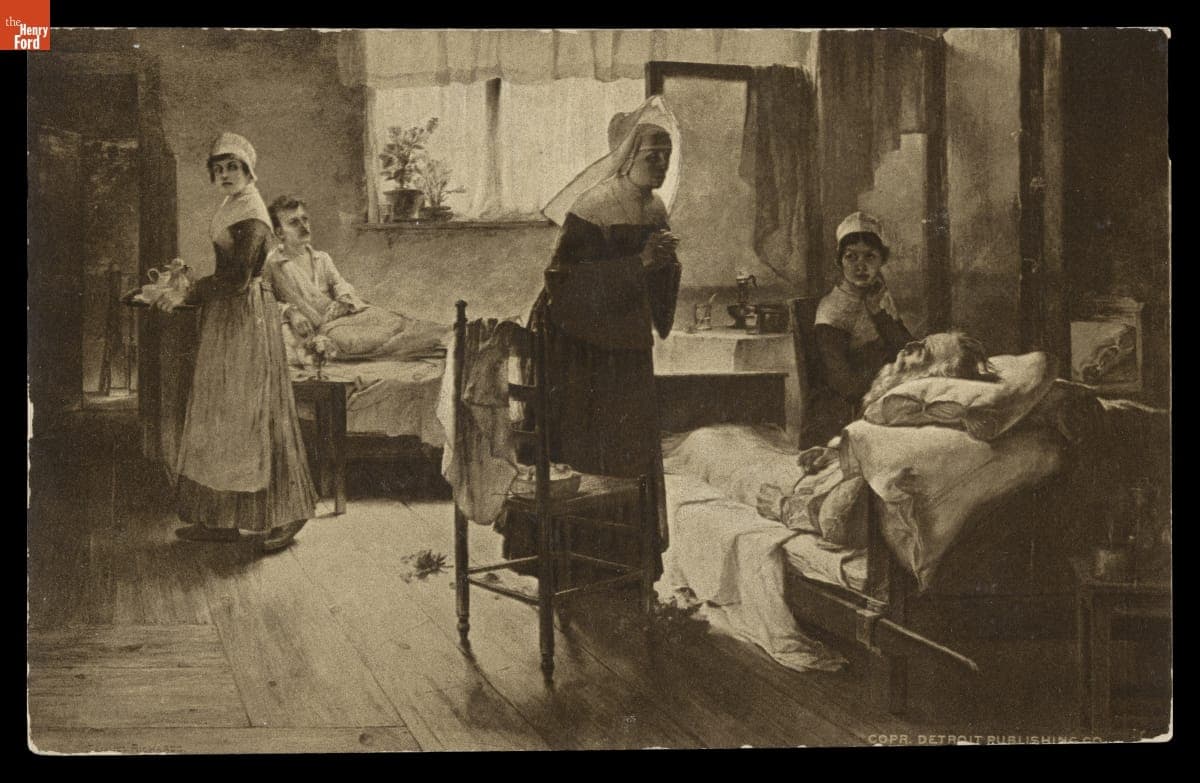 "Evangeline Discovering Her Affianced in the Hospital," by Samuel Richards, Detroit Museum of Art