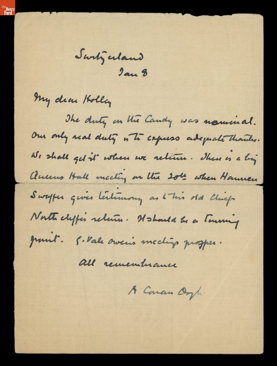 Letter from Arthur Conan Doyle to George M. Holley, January 8