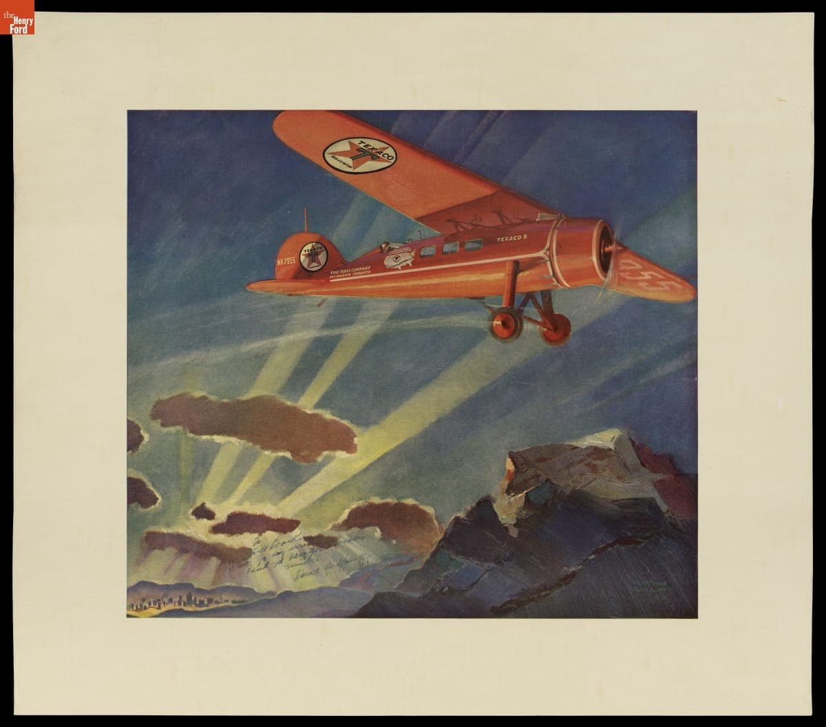 Photolithograph, Airplane with Texaco Star Logo, circa 1925