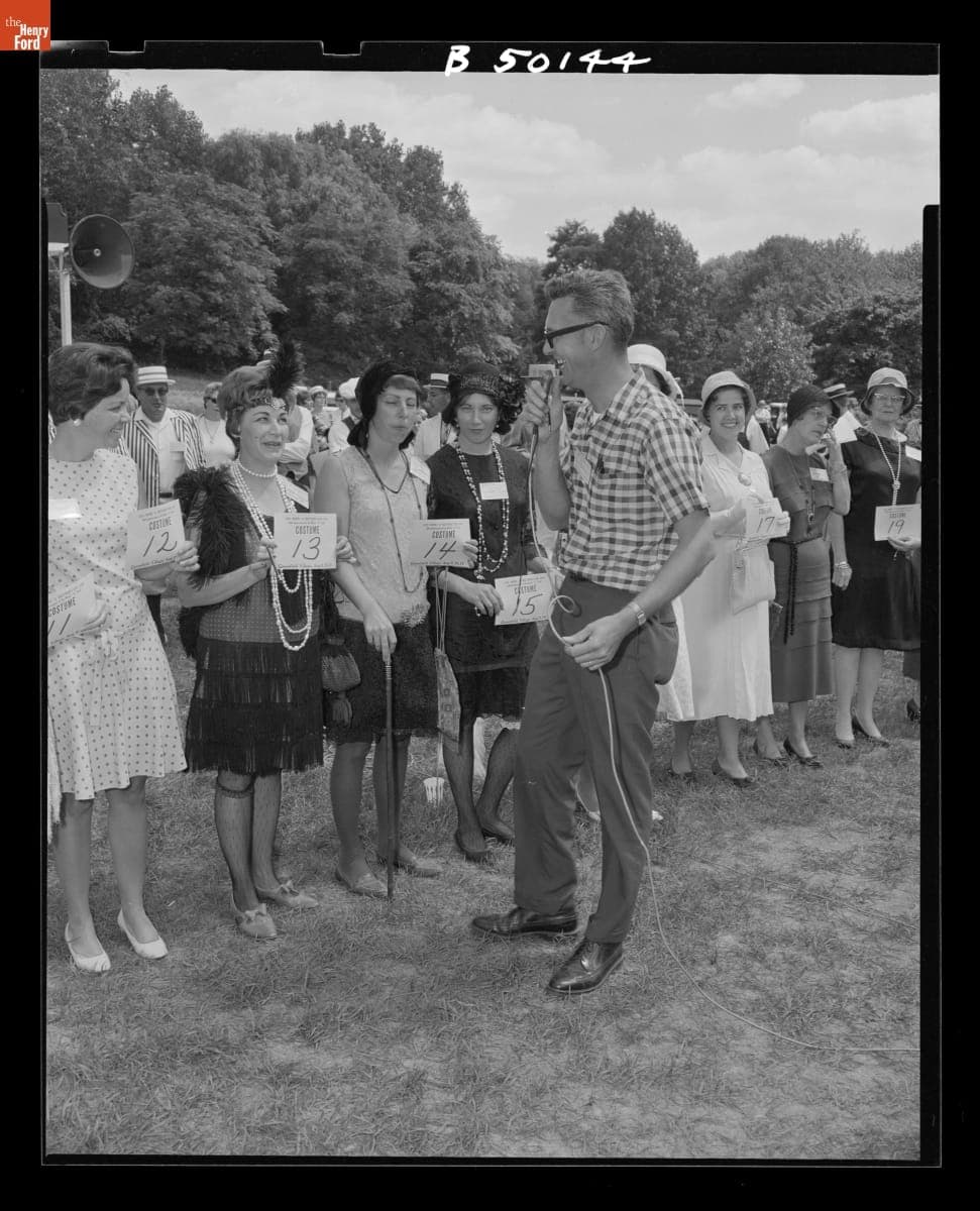 Kenneth Schwartz Interviewing Ladies in the Costume Judging at the 1960 Model A Restorers Club Meet in Greenfield Village