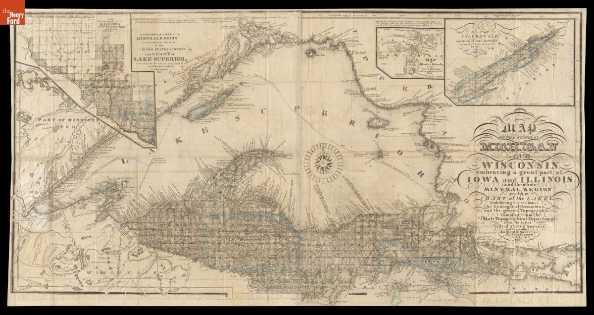 "Map of the States of Michigan and Wisconsin, Embracing a Great Part of Iowa and Illinois," 1855