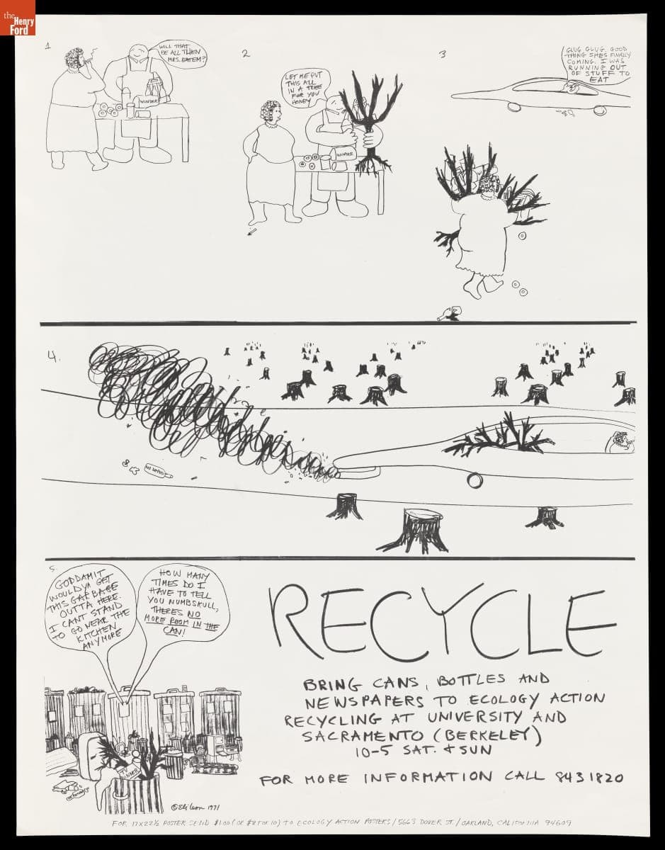 Poster by Eli Leon for Ecology Action, "Recycle," 1971