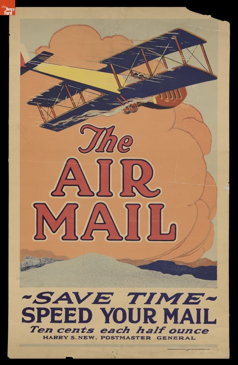 Advertising Poster, "Air Mail. Save Time, Speed Your Mail," 1927