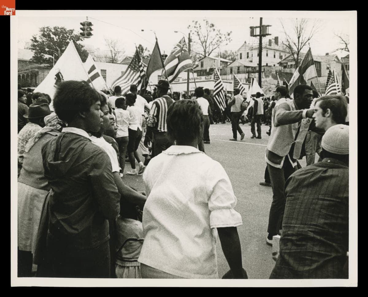 Voting Rights Marchers Carrying Flags, Montgomery, Alabama, March 25, 1965