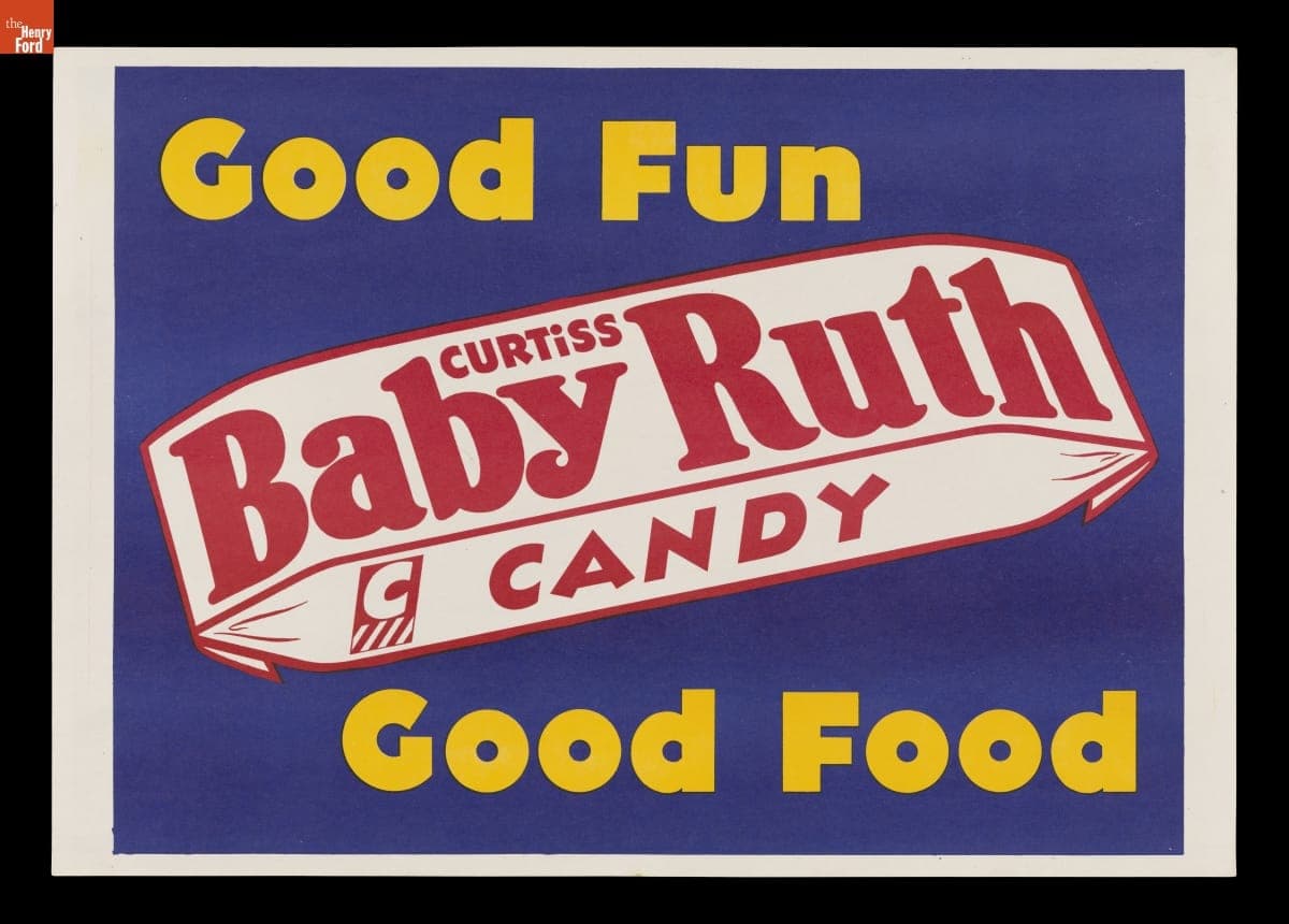 Advertising Poster, "Good Fun, Good Food, Curtiss Baby Ruth Candy," circa 1950