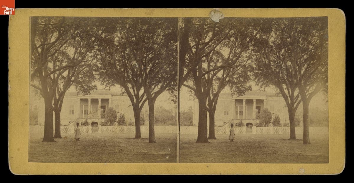 Woman Standing in front of Hermitage Plantation House, Savannah, Georgia, circa 1875