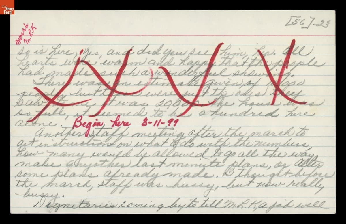 Handwritten Notes by Richie Jean Jackson for "The House by the Side of the Road," 1999