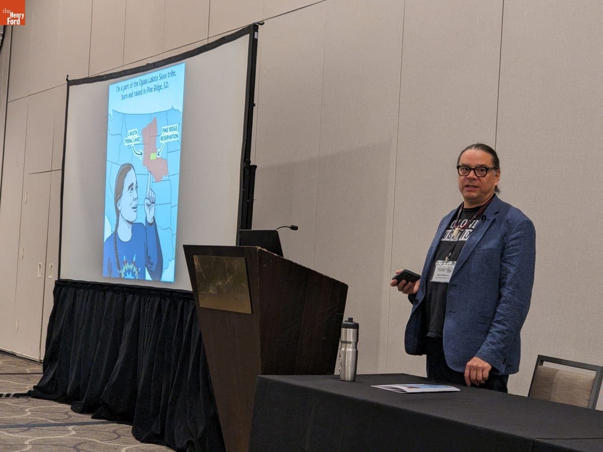 Sean Sherman Delivering his Keynote to the Agricultural Historical Society, St. Paul, Minnesota, June 5, 2025