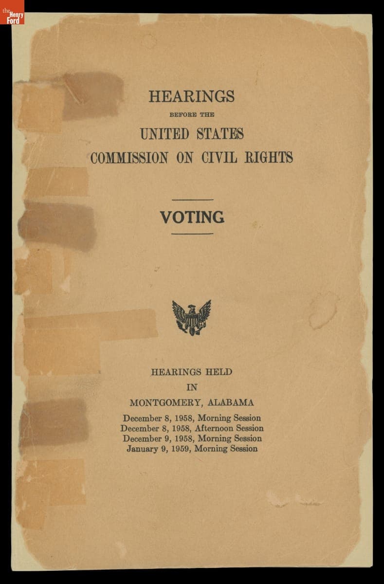 Hearings Before the United States Commission on Civil Rights, Voting, Montgomery, Alabama, 1958-1959