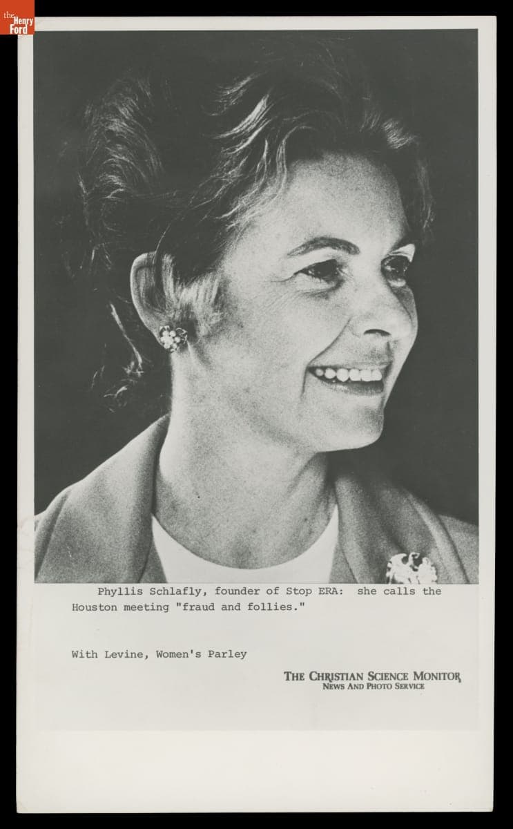 "Phyllis Schlafly, Founder of Stop ERA: She Calls the Houston Meeting 'fraud and follies'"