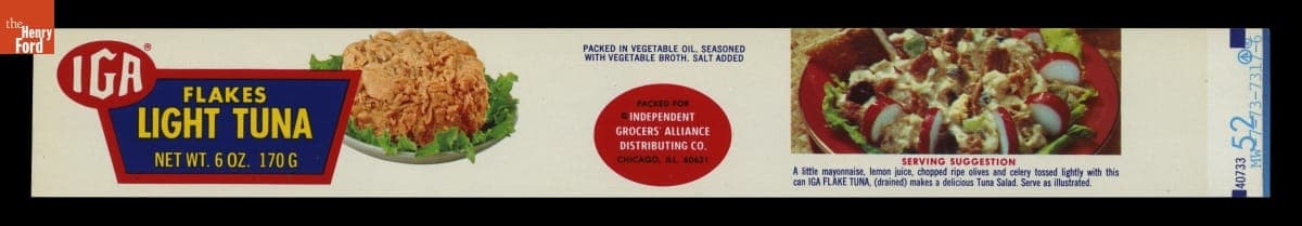"IGA Flakes Light Tuna," 1950-1965