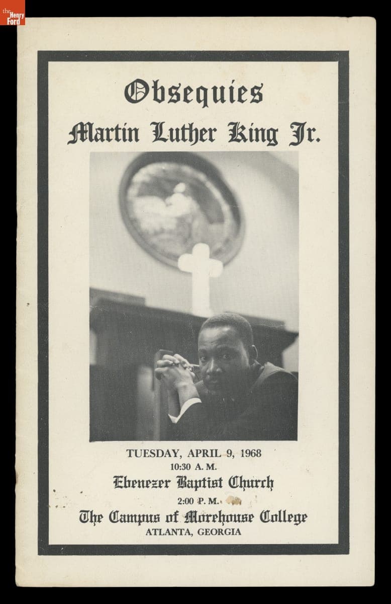 Funeral Program, "Obsequies Martin Luther King Jr.," April 9, 1968