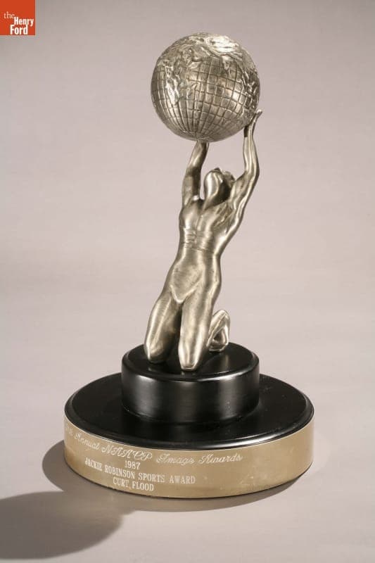NAACP Jackie Robinson Trophy Awarded to Curt Flood, 1987