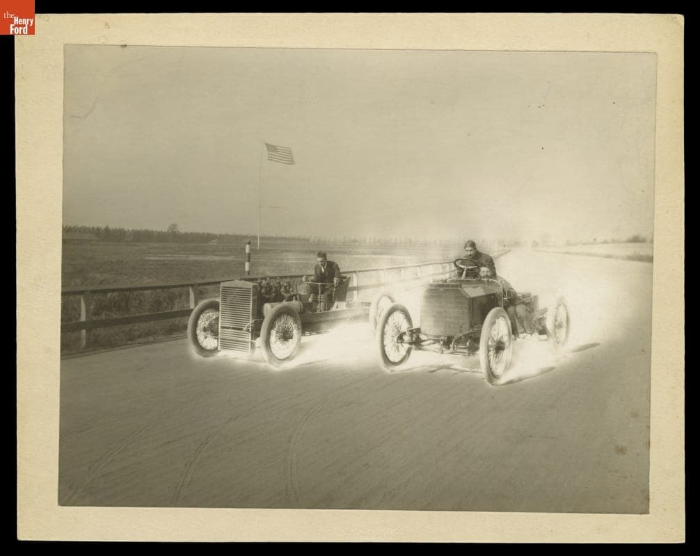 Henry Ford Driving the 999 Race Car Against the Harkness Race Car, Grosse Pointe, Michigan, 1903