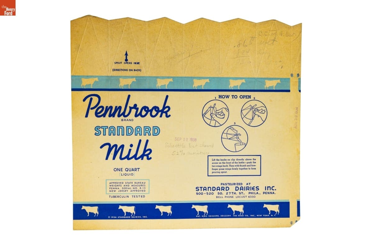Pennbrook Milk Carton, 1938