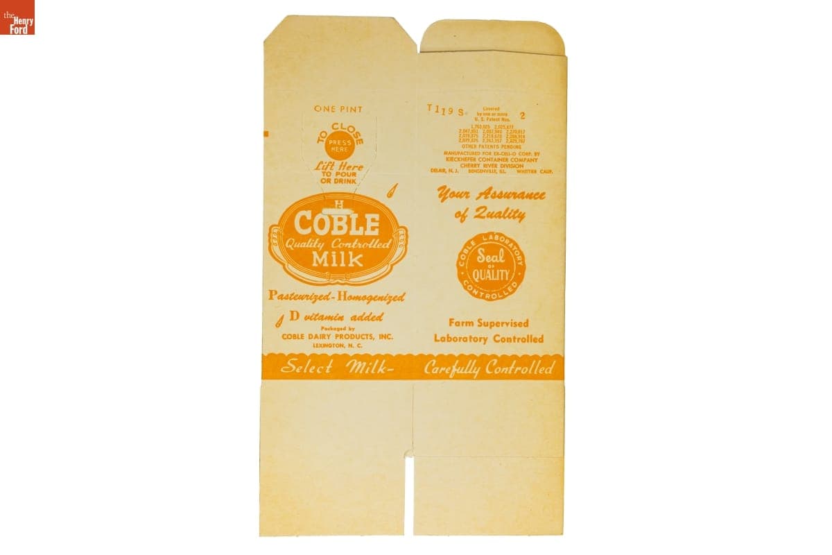 Coble Dairy Products, Inc. Milk Carton