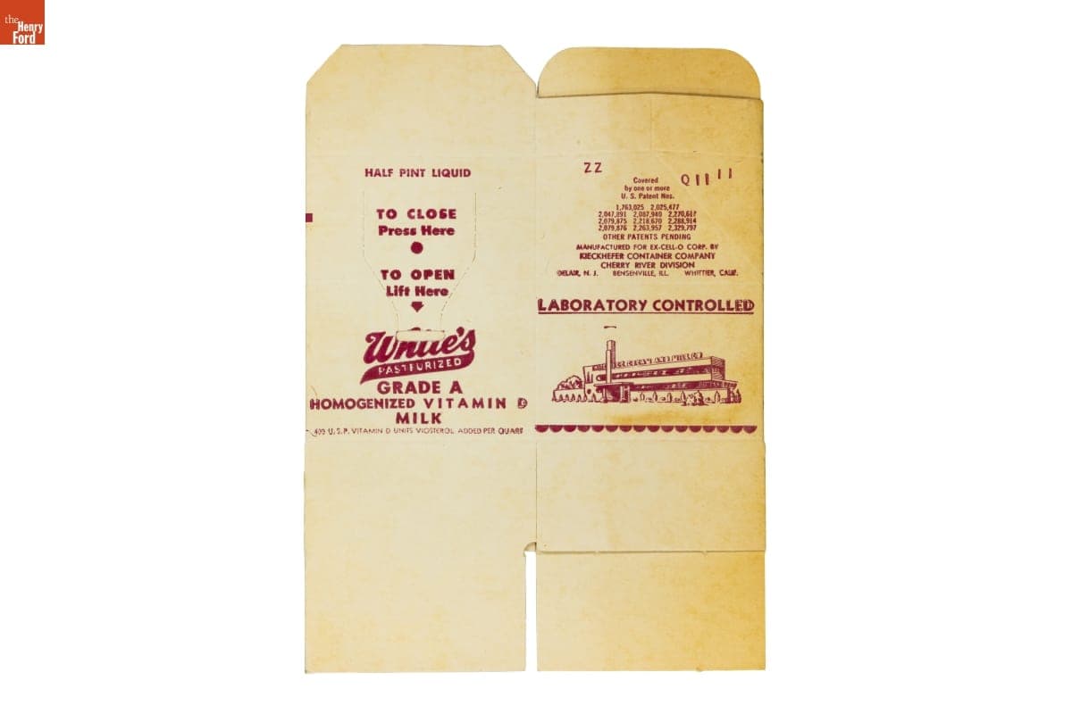 White Ice Cream and Milk Company Milk Carton