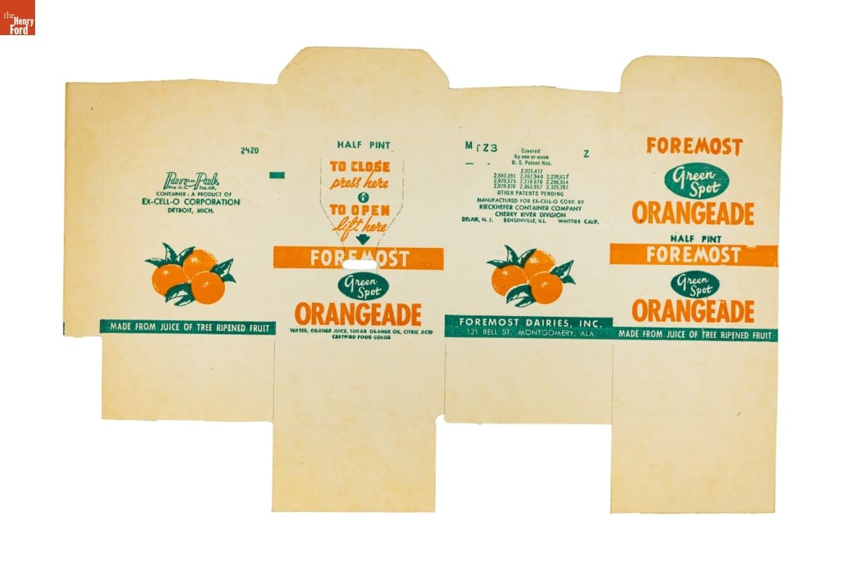 Foremost Dairies, Inc. Orangeade Carton