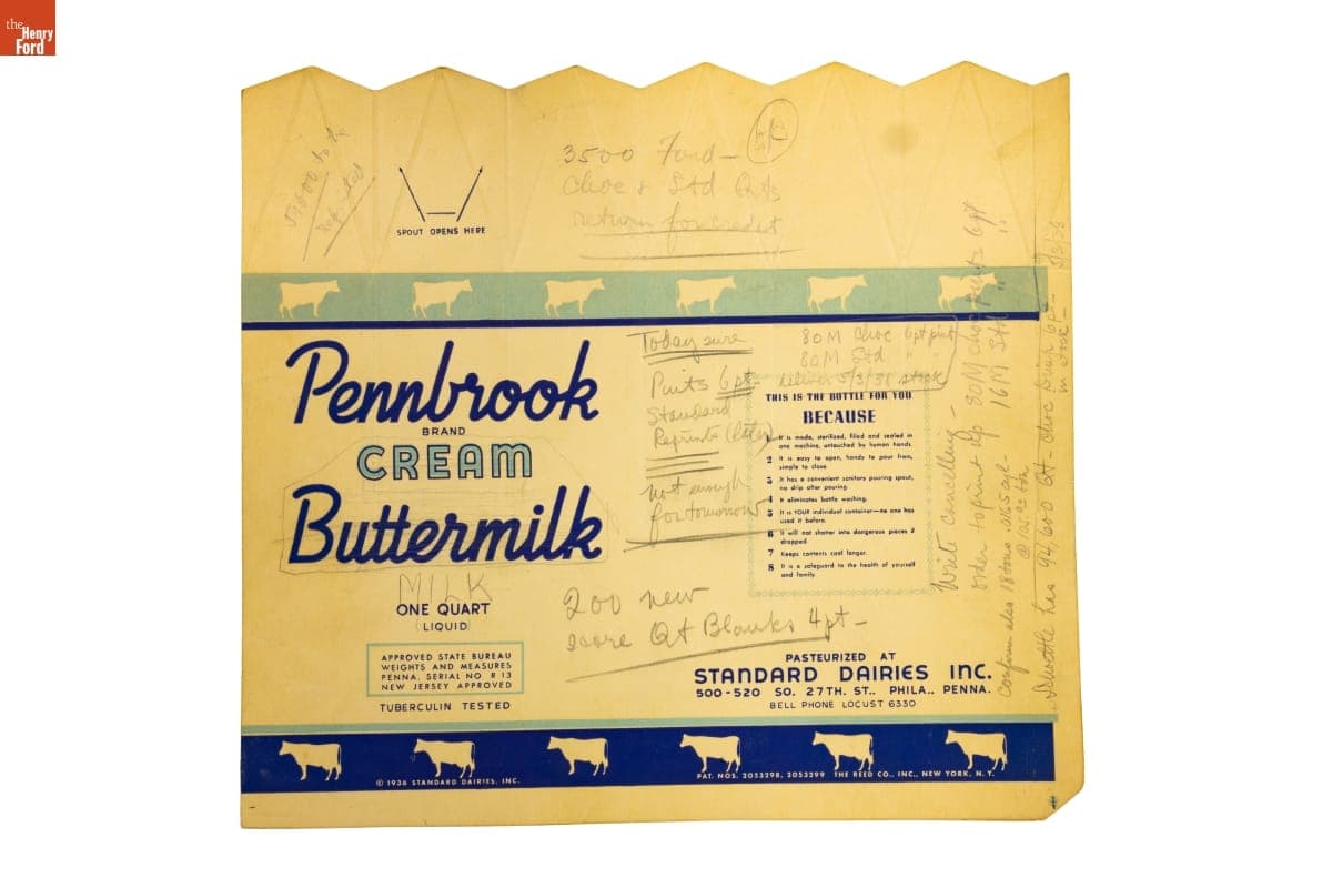Pennbrook Buttermilk Carton, circa 1936