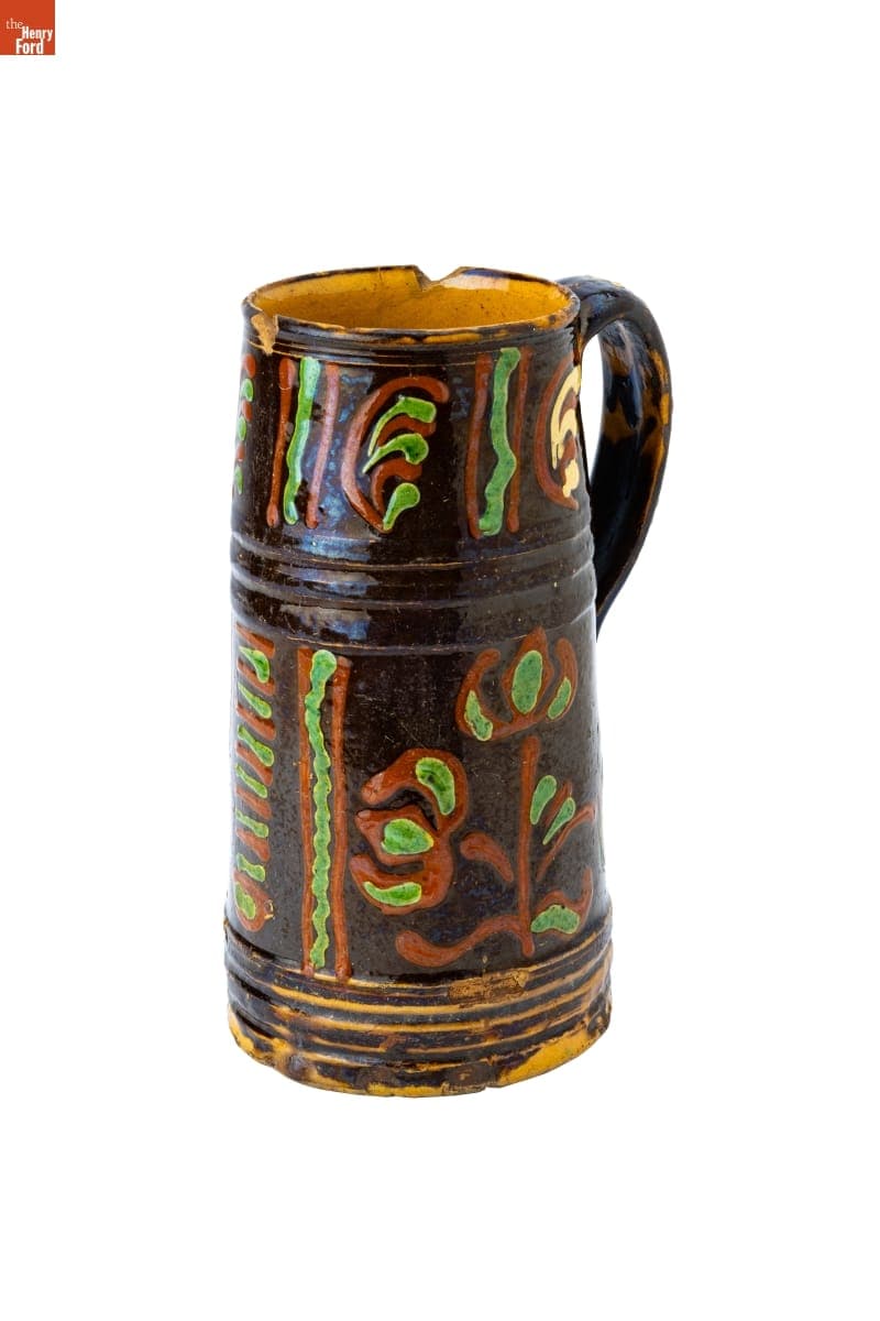 Moravian Tankard with Stylized Tulip Decoration, circa 1800