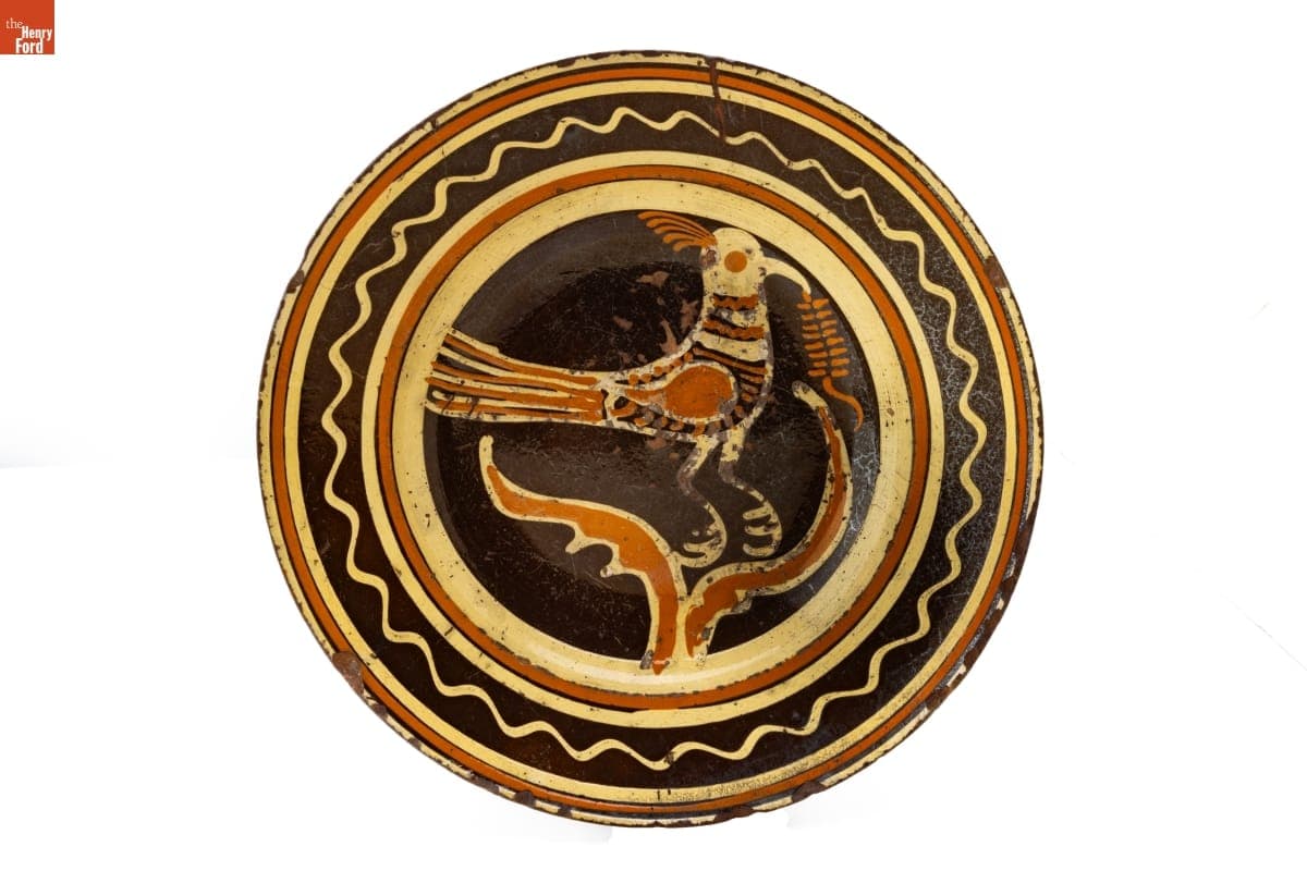 Moravian Basin with Stylized Bird in Center, circa 1800