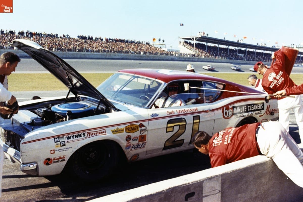 Cale Yarborough Seated in Ford Motor Company's Special Edition Mercury Cyclone Spoiler II, during the Daytona 500 Race, Florida, February 25, 1968