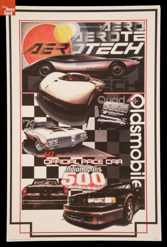 Racing Poster, "Aerotech Oldsmobile Quad 4 Pace Car, 72nd Indianapolis 500," 1988