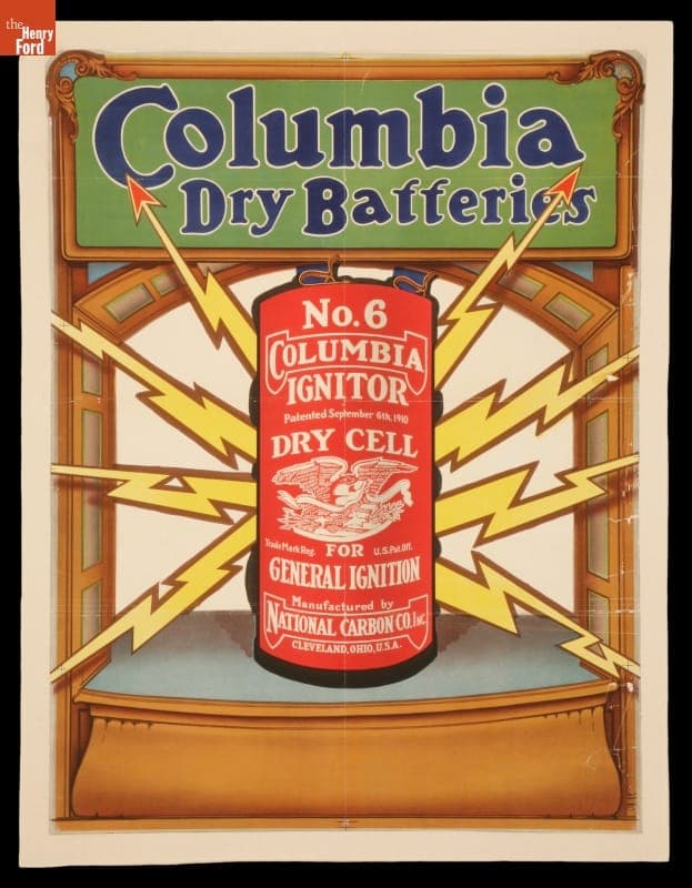 Advertising Poster, "Columbia Dry Batteries," circa 1910